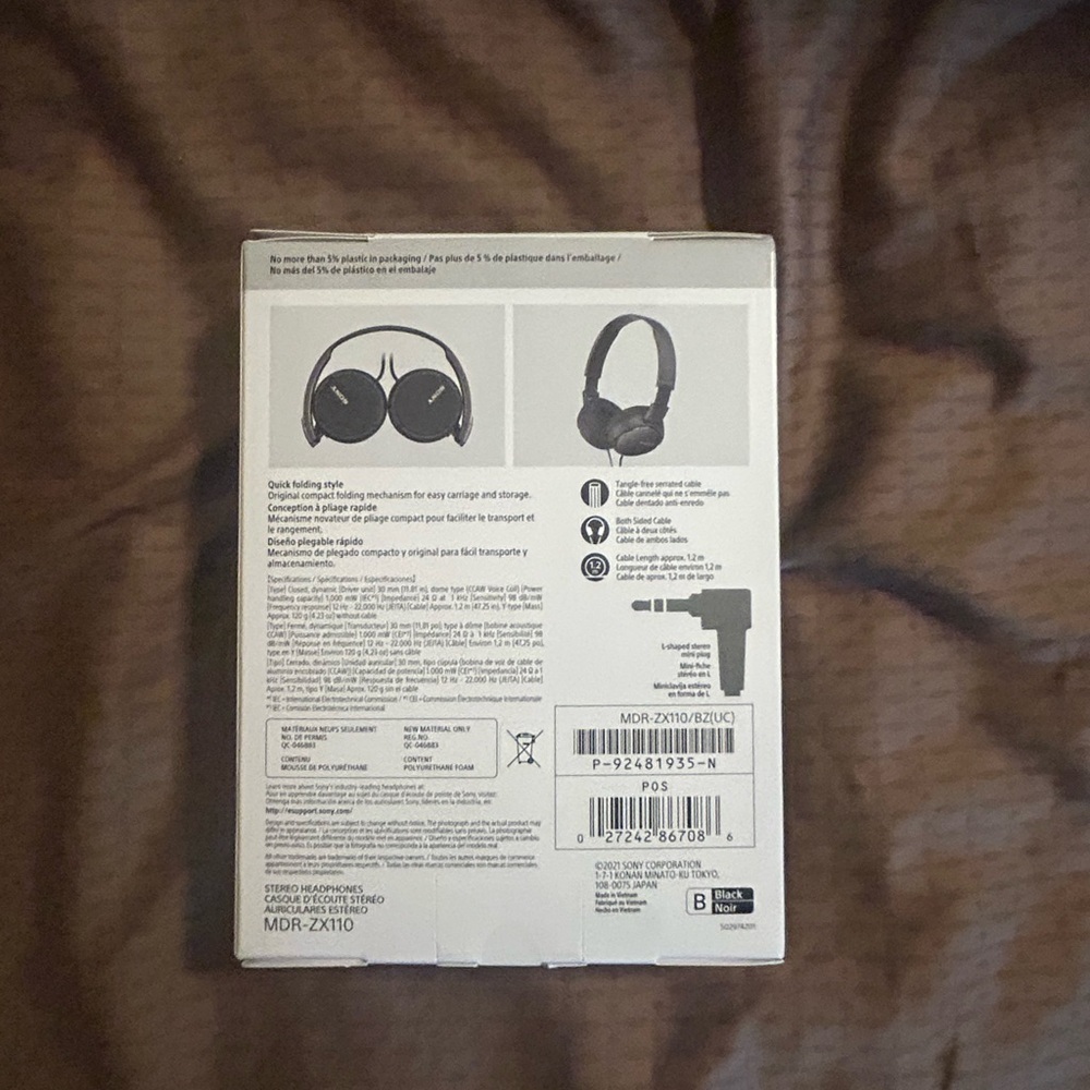 Sony MDR-ZX110 On-Ear Headphones - Black - Picture 2 of 5